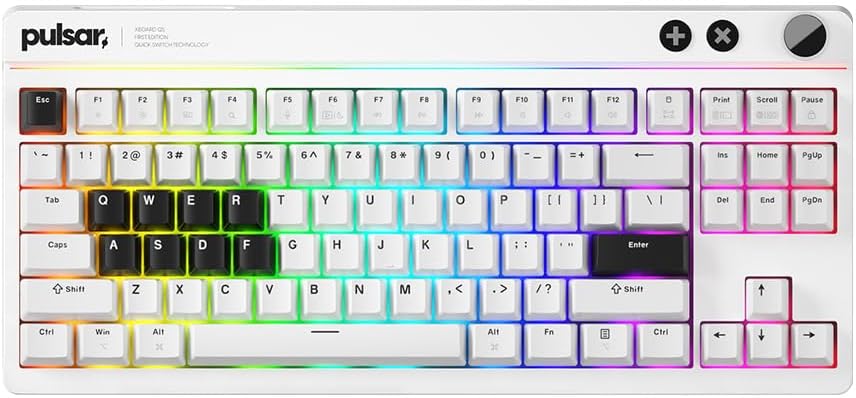 Pulsar Xboard QS RGB Wired Gaming Keyboard White Aluminum Case 88Keys