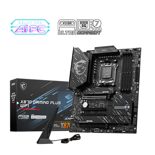 MSI X870 Gaming Plus Wifi, Ai PC, PCIe 5.0 Ready DDR5 AMD Ryzen Gaming MotherBoard