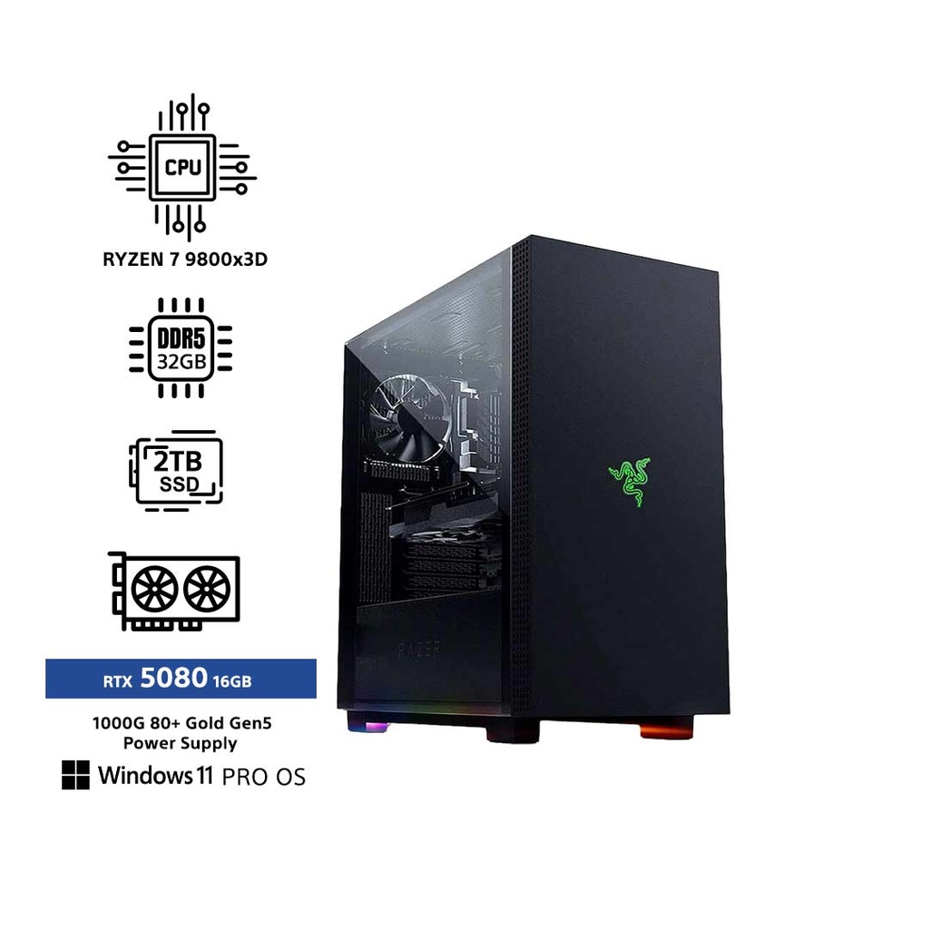 Geforce RTX 5080 Series Bundle Gaming PC EX3-B Ryzen 7 9800X3D/32GB RAM/2TB SSDM.2/WIN11
