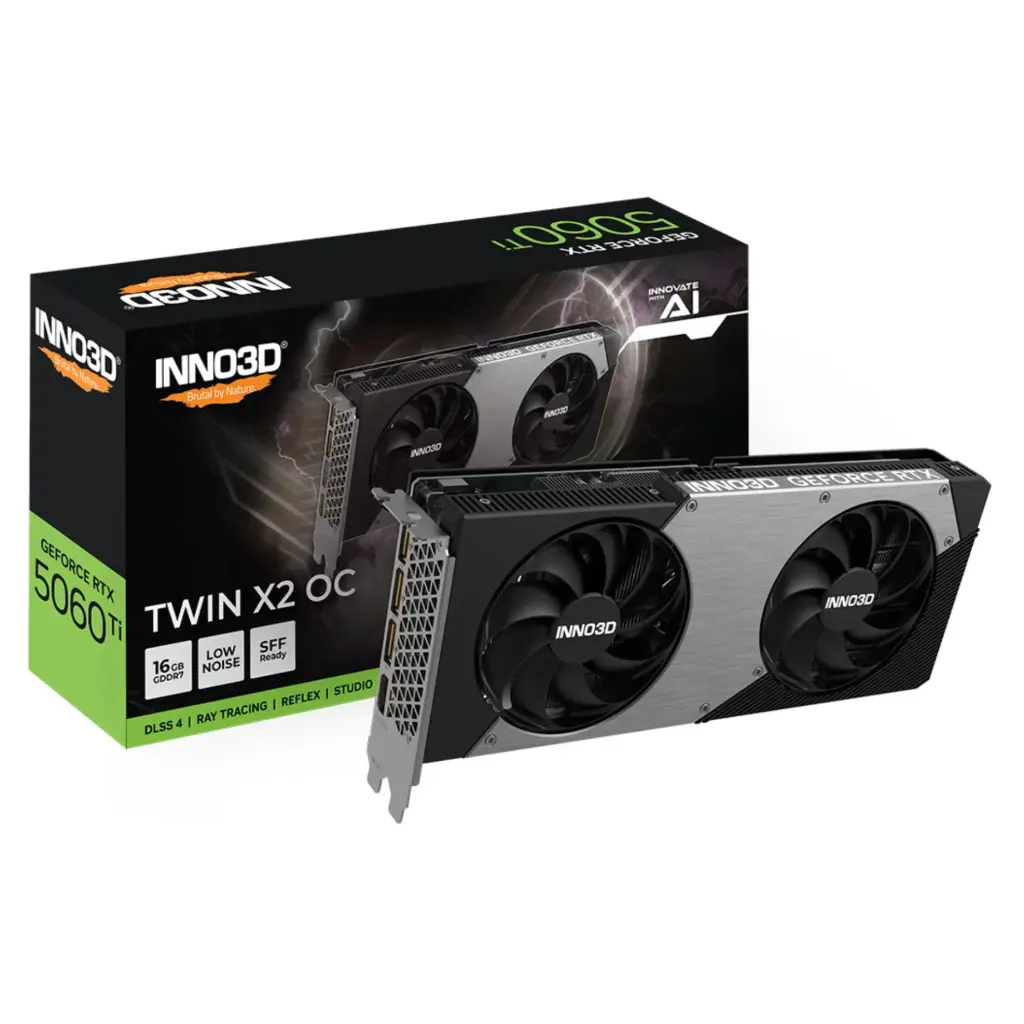 Nvidia INNO3D Twin X2 OC GeForce RTX 5060 Ti 16GB GDDR7 Graphics Card -Black