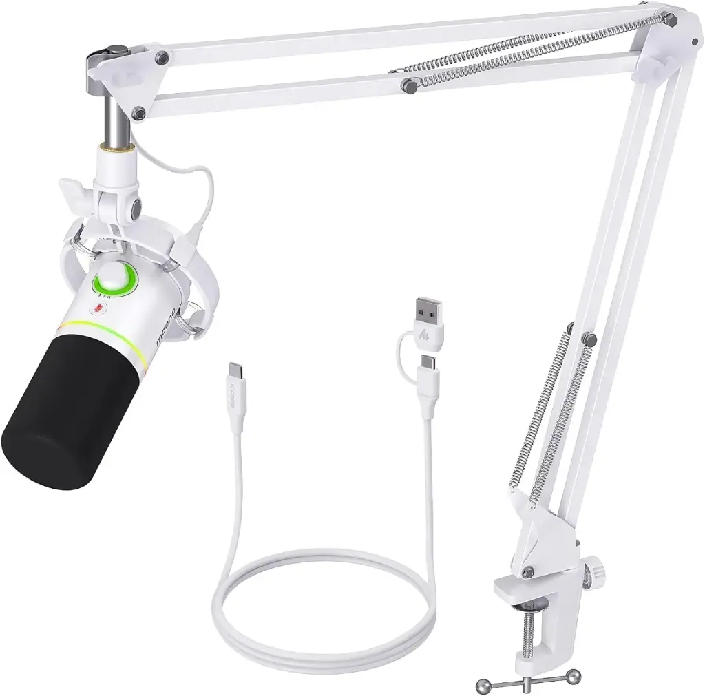 Maonocaster PD200XS Microphone Set with Boom Arm- White