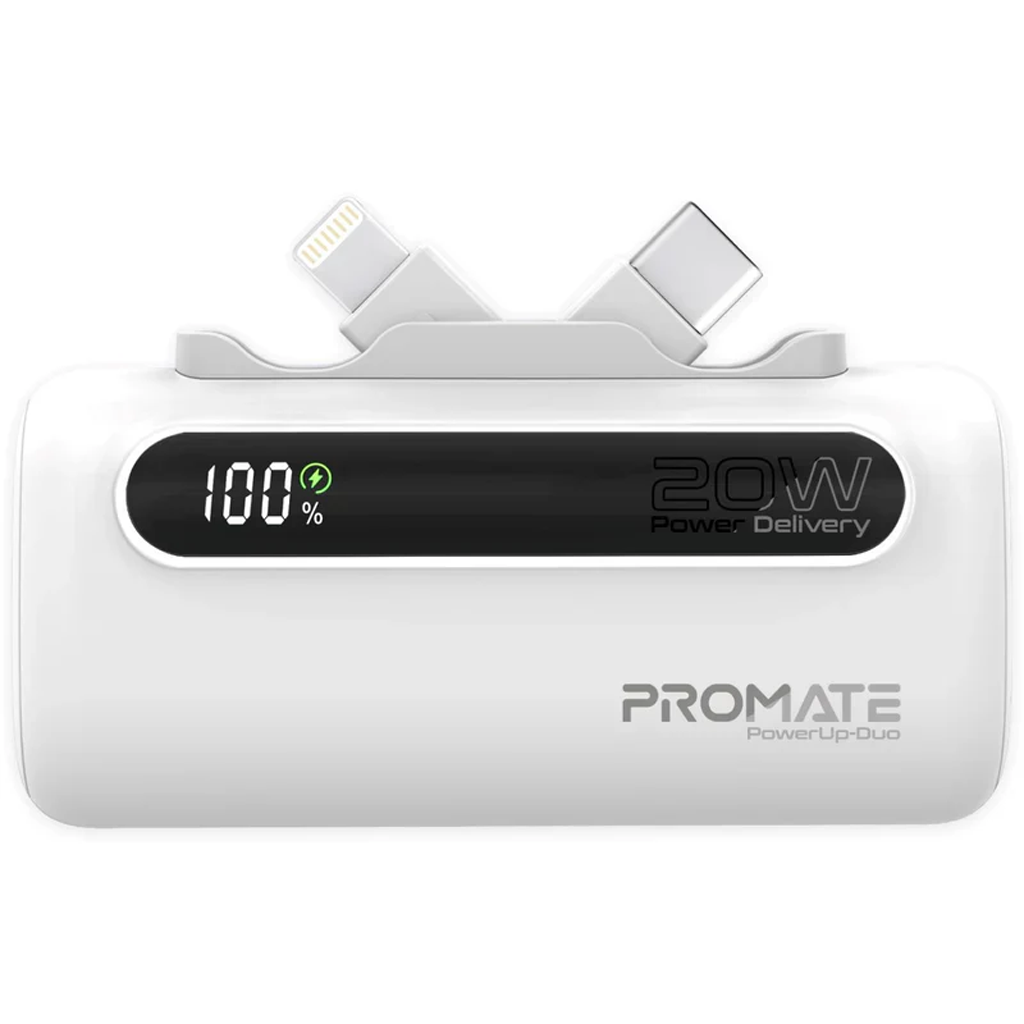 Promate PowerUp Due 5000Mah Power Bank White
