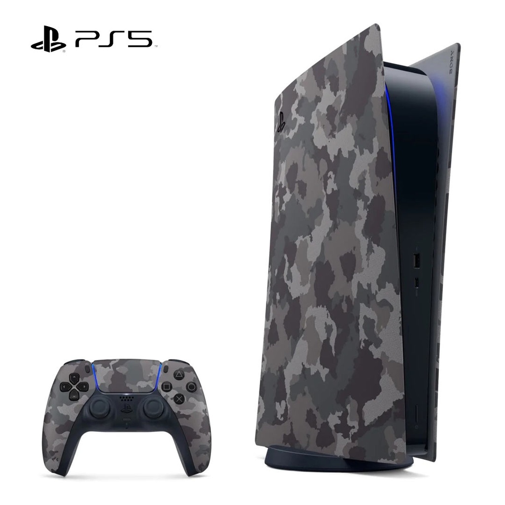 PS5 Console Desk Edition Cover  - Grey Camo