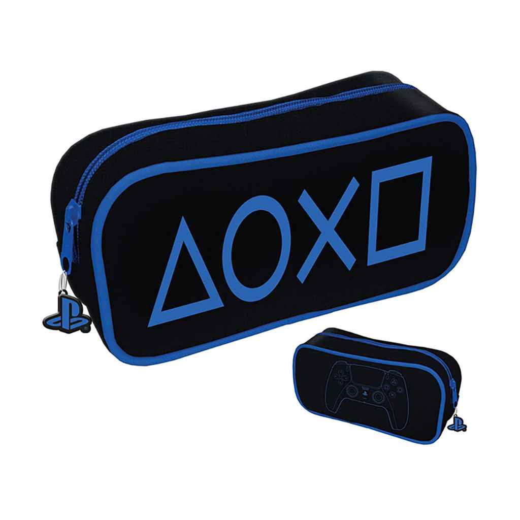 Pyramid - Playstation Rectangle Pencil Case (Black & Blue Tech)