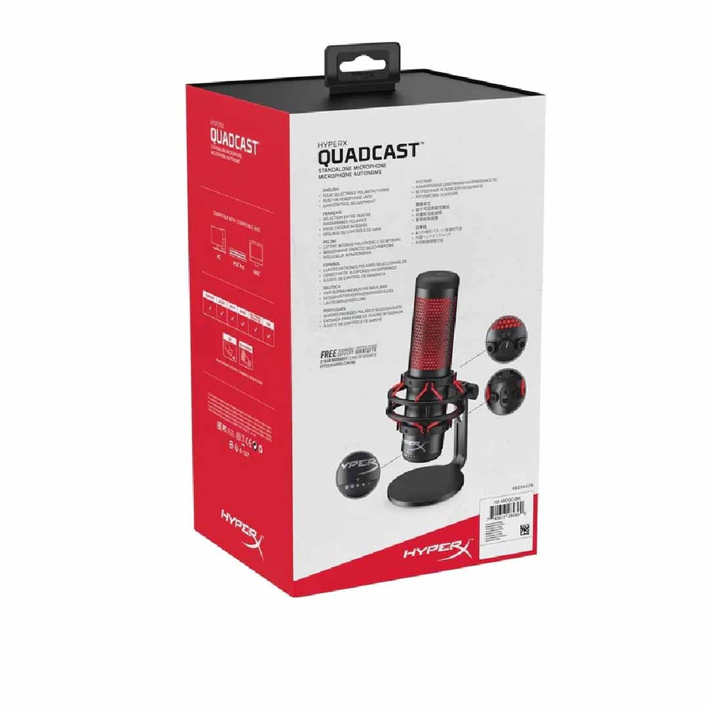 HyperX QuadCast - USB Microphone (Black-Red) - Red Lighting