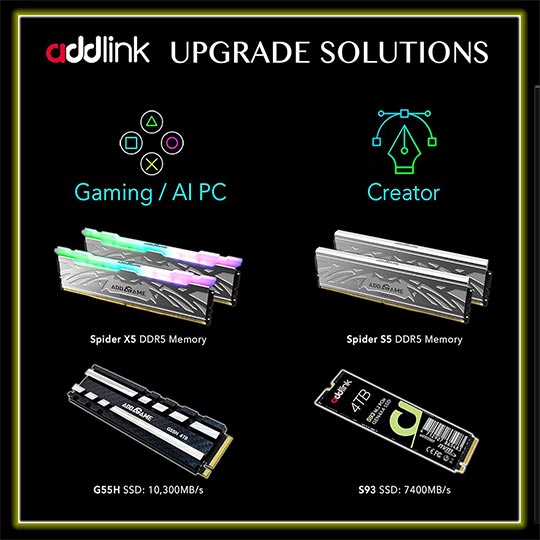 Addlink SSD 2TB M.2 2280 PCIe GEN5X4 NVMe Up to R:10300 ,W:9000 With Heatsink For PS5