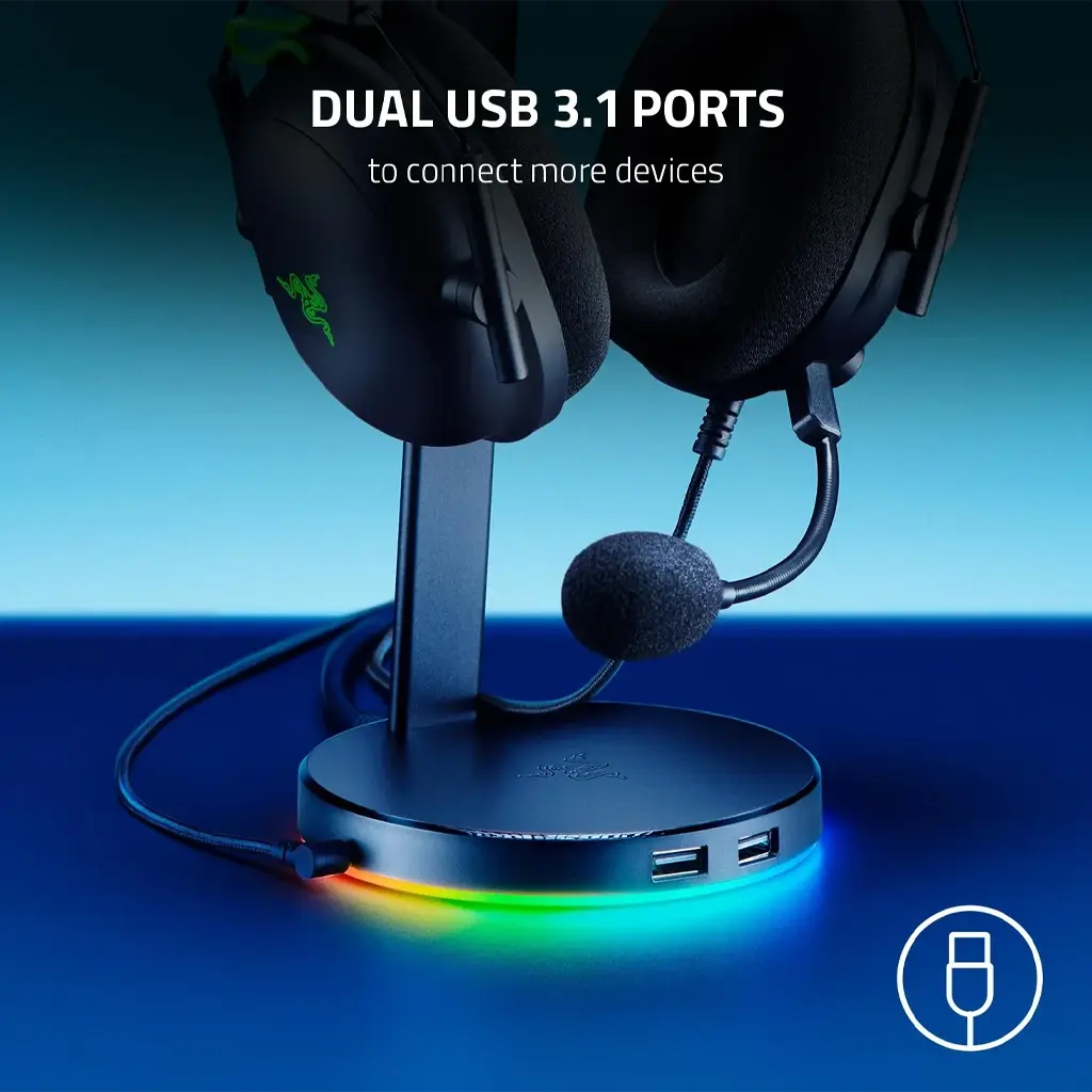[702842] Razer Base Station V2 Chroma Headphone Headset Stand Holder Black 4.webp