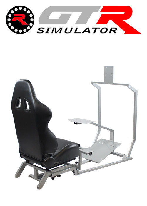 GTR Simulator GT Model with Mounts for Controls, Pedals and Display Adjustable Leatherette Seat - Black