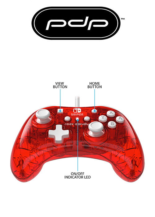 NS PDP Rock Candy Wired Mini Controller (Stormin-Cherry)