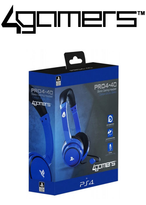 4Gamers PS4 PRO4-40 Wired Stereo Gaming Headset - Blue