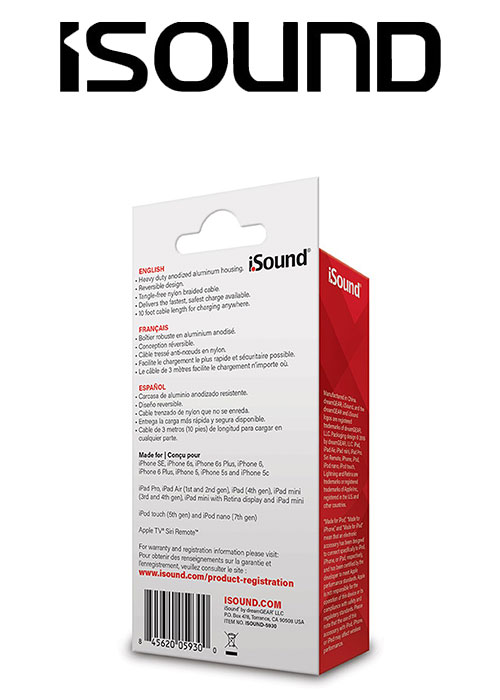 ISOUND 10FT BRAIDED LIGHTNING CABLE - GOLD