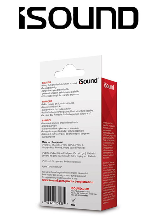 ISOUND 10FT BRAIDED LIGHTNING CABLE - ROSE