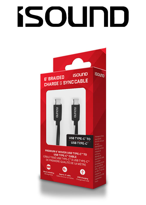 ISOUND 6FT USB TYPE-C CABLE - BLACK