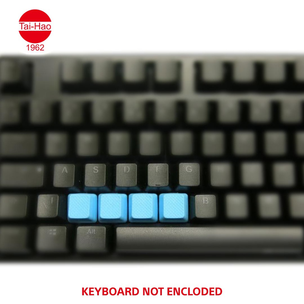 Tai-Hao 4-Keys TPR Blank Rubber-Keycap Set - Neon Blue - Row 1