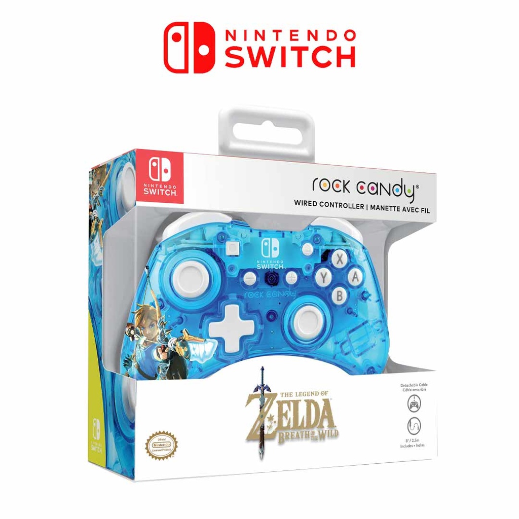 NS Rock Candy Wired Controller Zelda Breath Of The Wild Blue