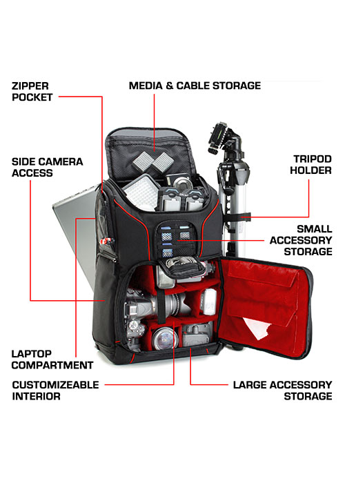 Digital Camera Backpack S17 - Red (USA GEAR)