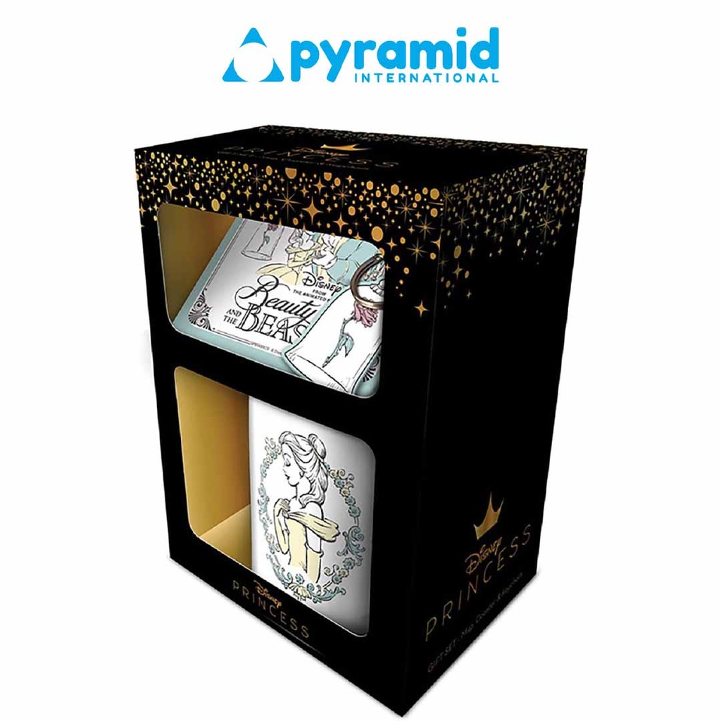 Pyramid- Disney Princess Beauty & The Beast- Mug Coaster & Keychain Gift Set of 3
