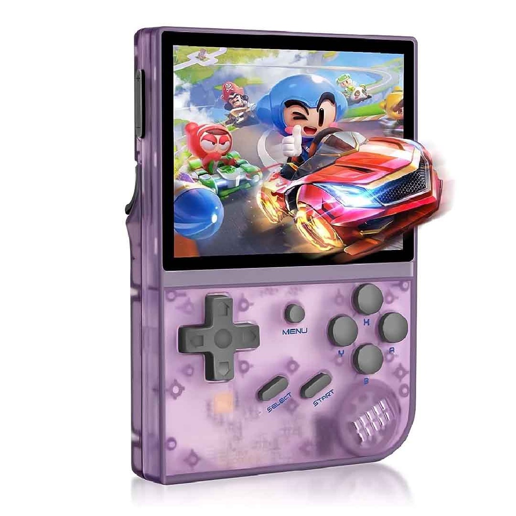ANBERNIC RG35XX Handheld Game Console Linux System 3.5 Inch HDMI output 64GB (Transparent Purple)