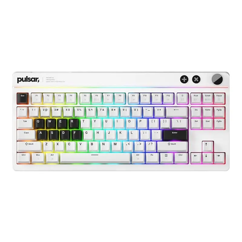 Pulsar Xboard QS RGB Wired Gaming Keyboard White Aluminum Case 88Keys