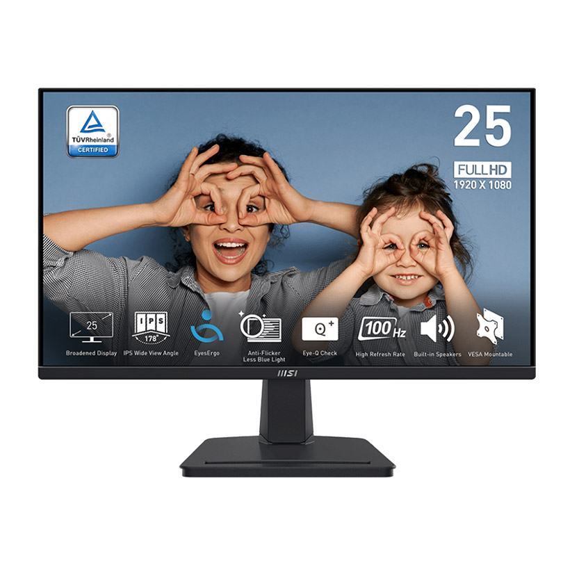 MSI PRO MP251 25" IPS Panel 100Hz 1ms 1920 x 1080 FHD Built in Speakers Monitor