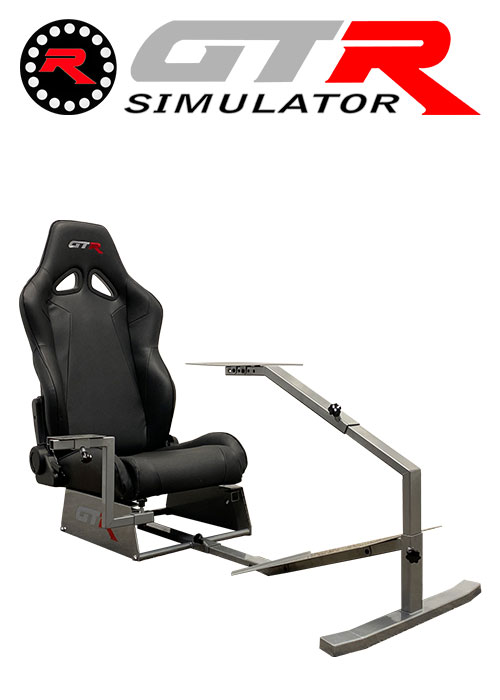 GTR Simulator Touring Model Simulator with Silver Frame and Adjustable Leatherette Racing Seat - Black