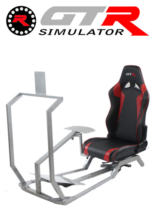 GTR Simulator GT Model with Mounts for Controls, Pedals and Display Adjustable Leatherette Seat - Black/Red