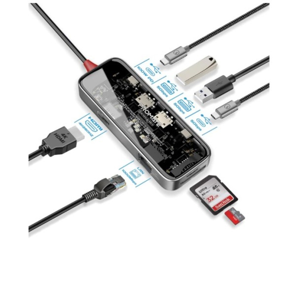 Promate TransHub-Mini 8in1 Plug & Play