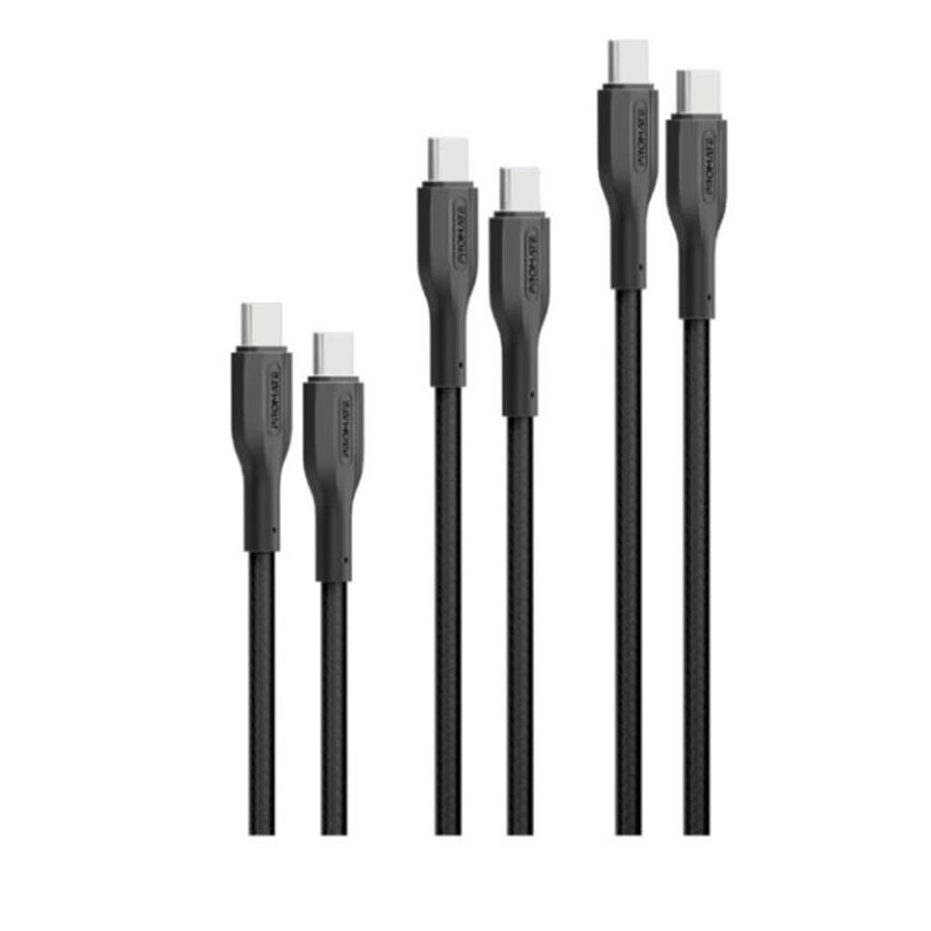 Promate 60W 3Pcs Kit High Tensile Strength USB-C Cable