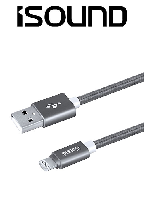 ISOUND 10FT(3M) BRAIDED LIGHTNING CABLE - SILVER