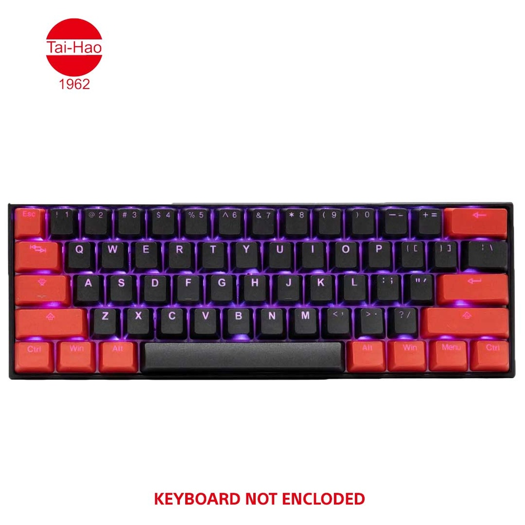 Tai-Hao 117-Keys PBT Double Shot Backlit-Keycap Set - Red/Black