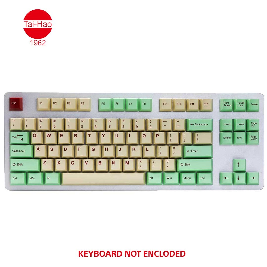 Tai-Hao 111-Keys ABS Double Shot (Complete Set for US layout) Cubic-Keycap Set - Mint/Beige