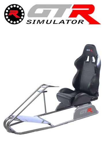 GTR Simulator GTS Model Simulator with Diamond Silver Frame Adjustable Leatherette Real Racing Seat - Black