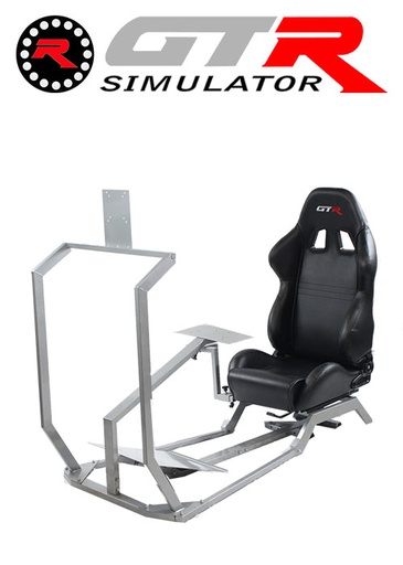 [675864] GTR Simulator GT Model with Mounts for Controls, Pedals and Display Adjustable Leatherette Seat - Black